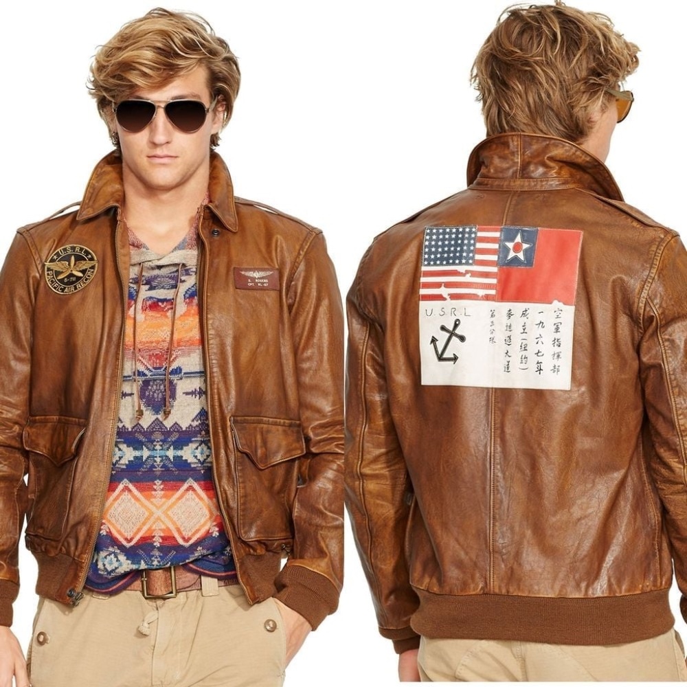 Ralph lauren burrington a2 leather mens jacket